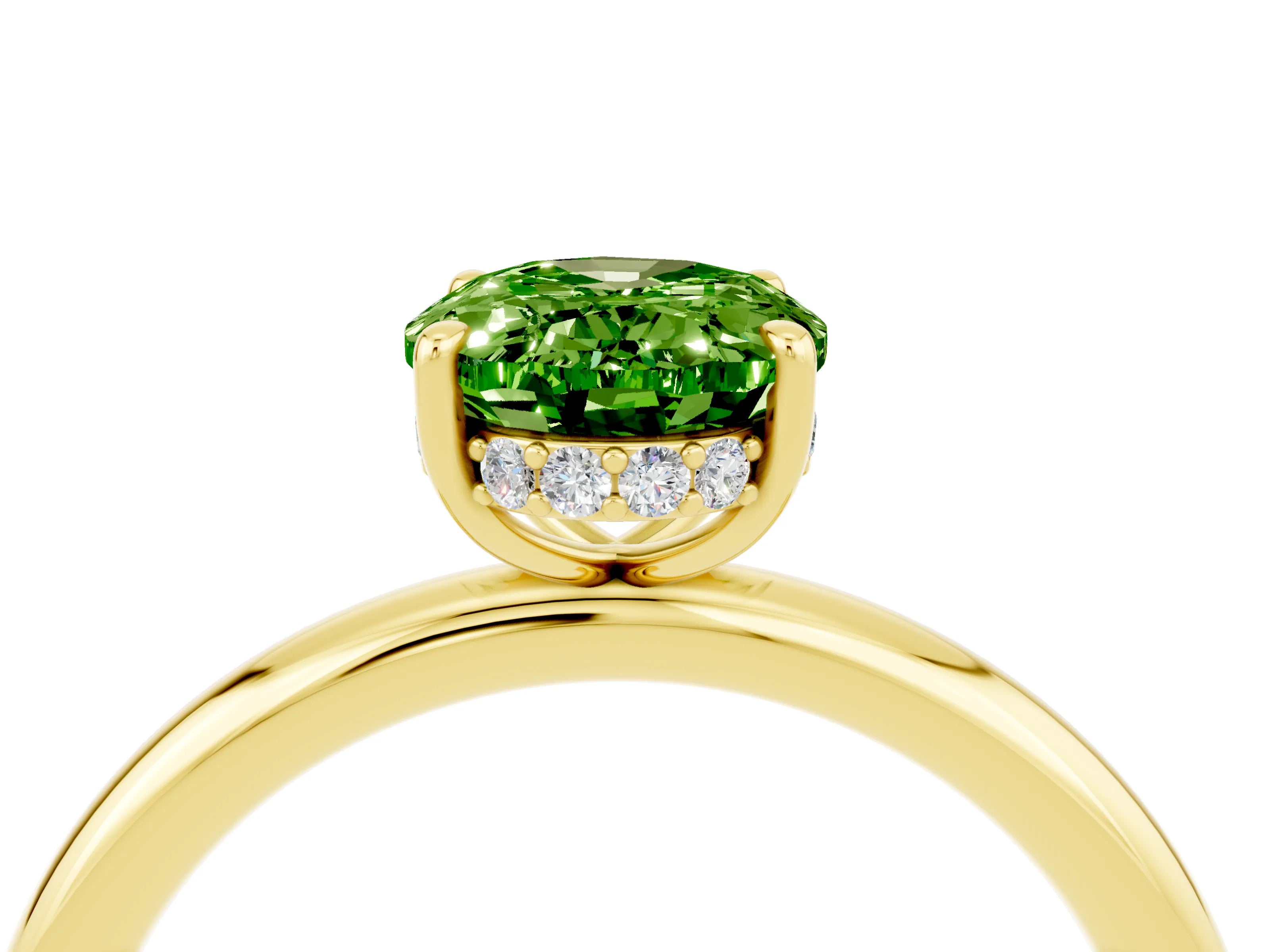 Yellow gold Oval Cut Peridot Solitaire Ring with Thin Band and Four-Prong Setting_16