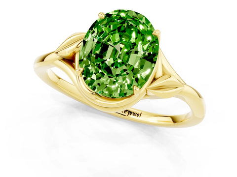 Yellow gold Oval Cut Peridot Solitaire Ring with Twist Band and Four-Prong Setting_25