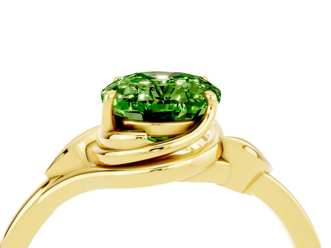 Yellow gold Oval Cut Peridot Solitaire Ring with Twist Band and Four-Prong Setting_28