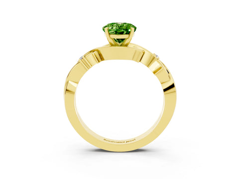 Yellow gold Oval Cut Peridot Solitaire Ring with Twisted Band and Prong Setting_3