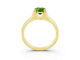 Yellow gold Oval Cut Peridot Solitaire Ring with Wide Band and Prong Setting_3
