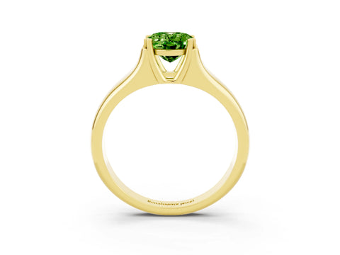 Yellow gold Oval Cut Peridot Solitaire Ring with Wide Band and Prong Setting_3