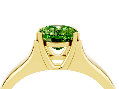 Yellow gold Oval Cut Peridot Solitaire Ring with Wide Band and Prong Setting_4