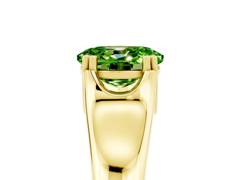 Yellow gold Oval Cut Peridot Solitaire Ring with Wide Band and Prong Setting_5