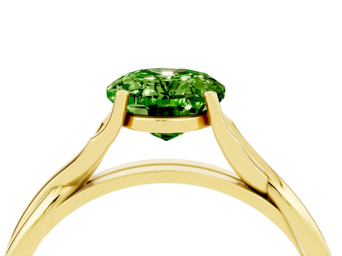 Yellow gold Oval Cut Peridot Solitaire Twist Band Prong Setting Ring_40