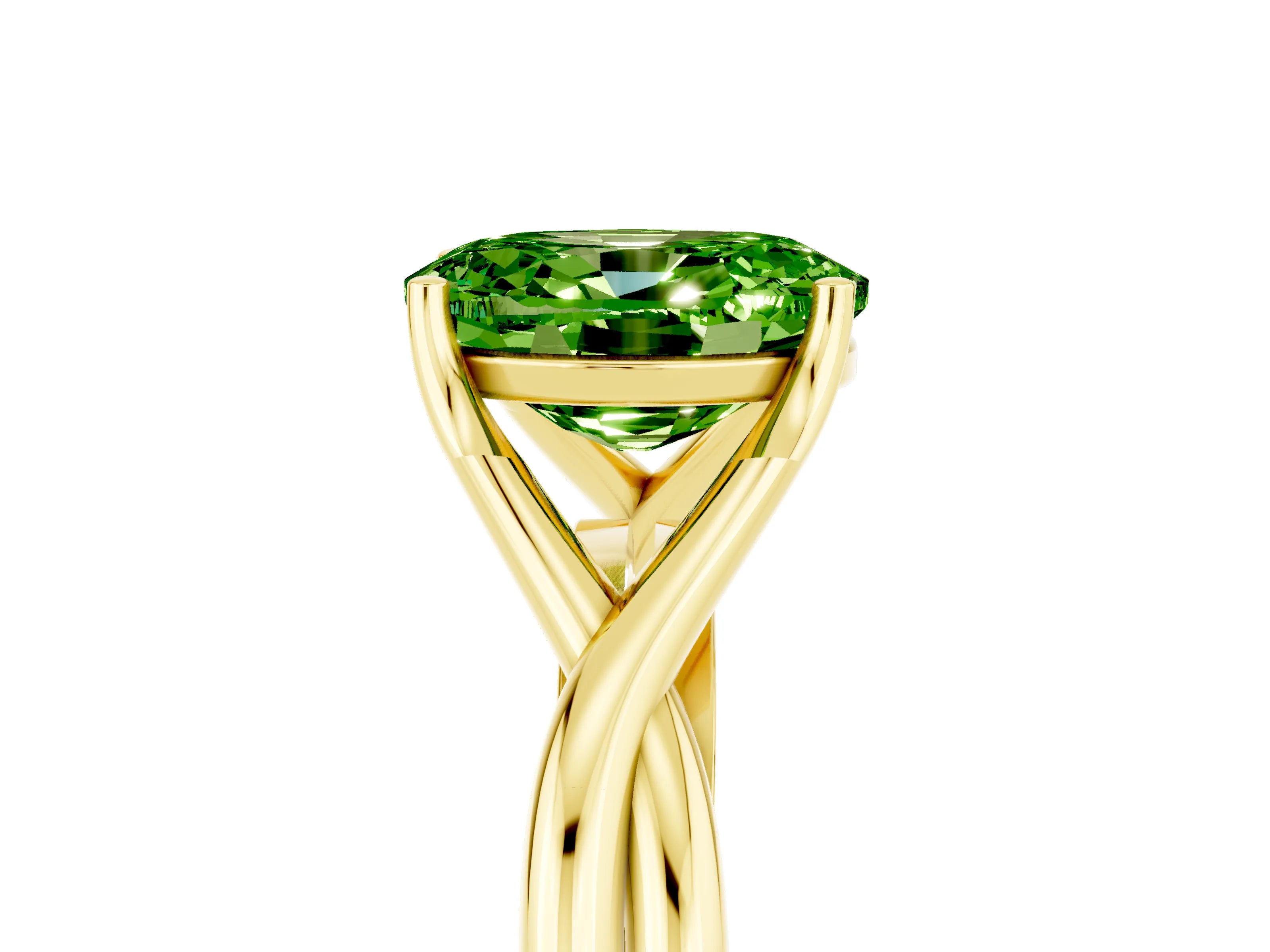 Yellow gold Oval Cut Peridot Solitaire Twist Band Prong Setting Ring_41