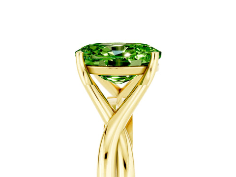 Yellow gold Oval Cut Peridot Solitaire Twist Band Prong Setting Ring_41