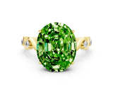 Yellow gold Oval Cut Peridot Solitaire Twisted Band with Round  Accents and Prong Setting_12