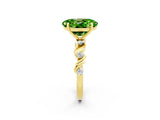 Yellow gold Oval Cut Peridot Solitaire Twisted Band with Round  Accents and Prong Setting_14