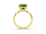 Yellow gold Oval Cut Peridot Solitaire Twisted Band with Round  Accents and Prong Setting_15