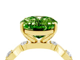 Yellow gold Oval Cut Peridot Solitaire Twisted Band with Round  Accents and Prong Setting_16