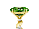 Yellow gold Oval Cut Peridot Solitaire Twisted Band with Round  Accents and Prong Setting_17