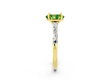 Yellow gold Oval Cut Peridot Solitaire with Side Baguettes and Channel Set Band_2
