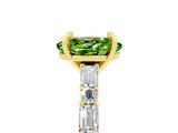 Yellow gold Oval Cut Peridot Solitaire with Side Baguettes and Channel Set Band_5