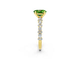 Yellow gold Oval Cut Peridot Solitaire with Side Stones, Pave Band, Four-Prong Setting_38