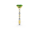 Yellow gold Oval Cut Peridot Solitaire with Side Stones on a Pavé Band and Four-Prong Setting_2