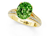 Yellow gold Oval Cut Peridot Split Shank Engagement Ring with Pavé Band_1