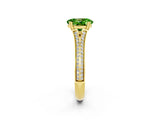 Yellow gold Oval Cut Peridot Split Shank Engagement Ring with Pavé Band_2