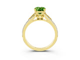 Yellow gold Oval Cut Peridot Split Shank Engagement Ring with Pavé Band_3