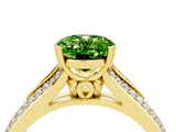 Yellow gold Oval Cut Peridot Split Shank Engagement Ring with Pavé Band_4