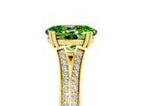 Yellow gold Oval Cut Peridot Split Shank Engagement Ring with Pavé Band_5