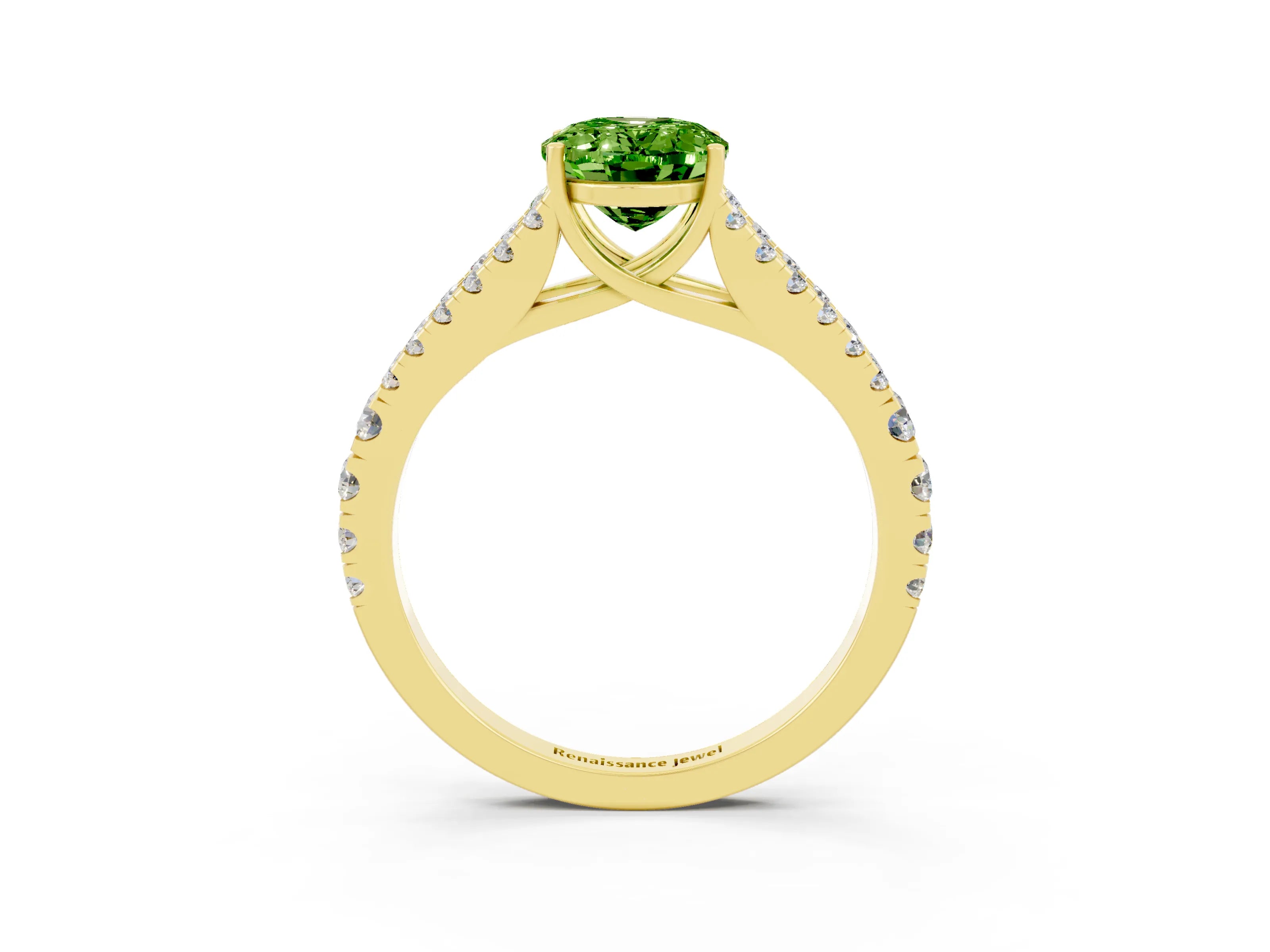 Yellow gold Oval Cut Peridot Split Shank Pavé Engagement Ring with Four-Prong Setting_38