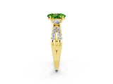 Yellow gold Oval Cut Peridot Three-Stone Ring with Pavé Split Shank and Four-Prong Setting_14