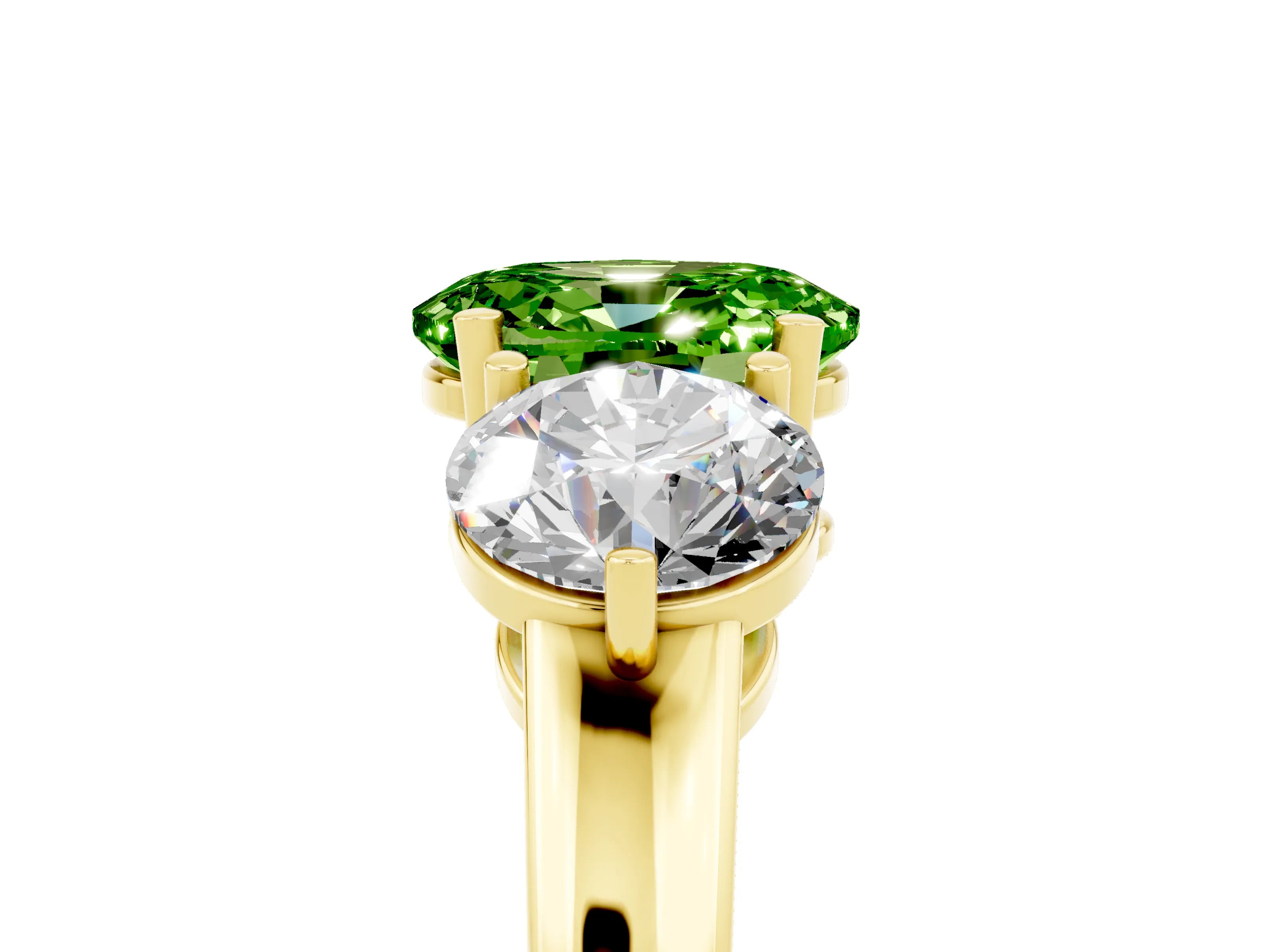 Yellow gold Oval Cut Peridot Three-Stone Ring with Prong Setting and Classic Band_5
