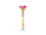 Yellow gold Oval Cut Pink Sapphire Cluster Side Stone Solitaire Ring with Prong Setting_50