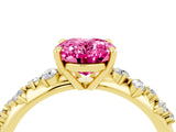 Yellow gold Oval Cut Pink Sapphire Cluster Side Stone Solitaire Ring with Prong Setting_52