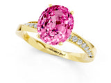 Yellow gold Oval Cut Pink Sapphire Engagement Ring with Side Stone Accents and Four-Prong Setting_61