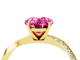 Yellow gold Oval Cut Pink Sapphire Engagement Ring with Side Stone Accents and Four-Prong Setting_64