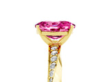 Yellow gold Oval Cut Pink Sapphire Engagement Ring with Side Stone Accents and Four-Prong Setting_65