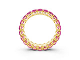 Yellow gold Oval Cut Pink Sapphire Eternity Band with Shared Prong Setting_15