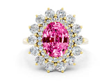 Yellow gold Oval Cut Pink Sapphire Floral Double Halo Engagement Ring with Prong Setting_60