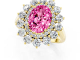 Yellow gold Oval Cut Pink Sapphire Floral Double Halo Engagement Ring with Prong Setting_61