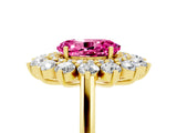 Yellow gold Oval Cut Pink Sapphire Floral Double Halo Engagement Ring with Prong Setting_65
