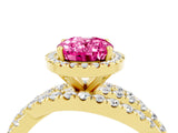 Yellow gold Oval Cut Pink Sapphire Halo Ring with Round Split Shank and Prong Setting_52