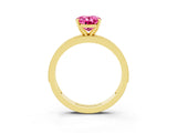 Yellow gold Oval Cut Pink Sapphire Milgrain Pavé Engagement Ring with Four-Prong Setting_39