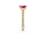 Yellow gold Oval Cut Pink Sapphire Pavé Solitaire Ring with Round Band and Prong Setting_26