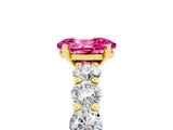 Yellow gold Oval Cut Pink Sapphire Prong Setting with Side Stones on a Pave Band_29