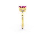 Yellow gold Oval Cut Pink Sapphire Ring with Side Stones and Four-Prong Setting_98