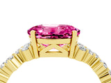 Yellow gold Oval Cut Pink Sapphire Scattered Round Accent Ring with Prong Setting_16