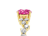 Yellow gold Oval Cut Pink Sapphire Scattered Round Accent Ring with Prong Setting_17