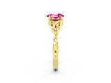 Yellow gold Oval Cut Pink Sapphire Solitaire Celtic Knot Ring with Four-Prong Setting_26