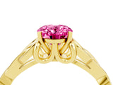 Yellow gold Oval Cut Pink Sapphire Solitaire Celtic Knot Ring with Four-Prong Setting_28