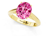 Yellow gold Oval Cut Pink Sapphire Solitaire Engagement Ring with Cathedral Setting and Four-Prong Mount_19
