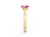 Yellow gold Oval Cut Pink Sapphire Solitaire Engagement Ring with Cathedral Setting and Four-Prong Mount_26
