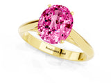 Yellow gold Oval Cut Pink Sapphire Solitaire Engagement Ring with Cathedral Setting and Four-Prong Mount_67