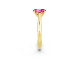 Yellow gold Oval Cut Pink Sapphire Solitaire Engagement Ring with Cathedral Setting and Four-Prong Mount_68